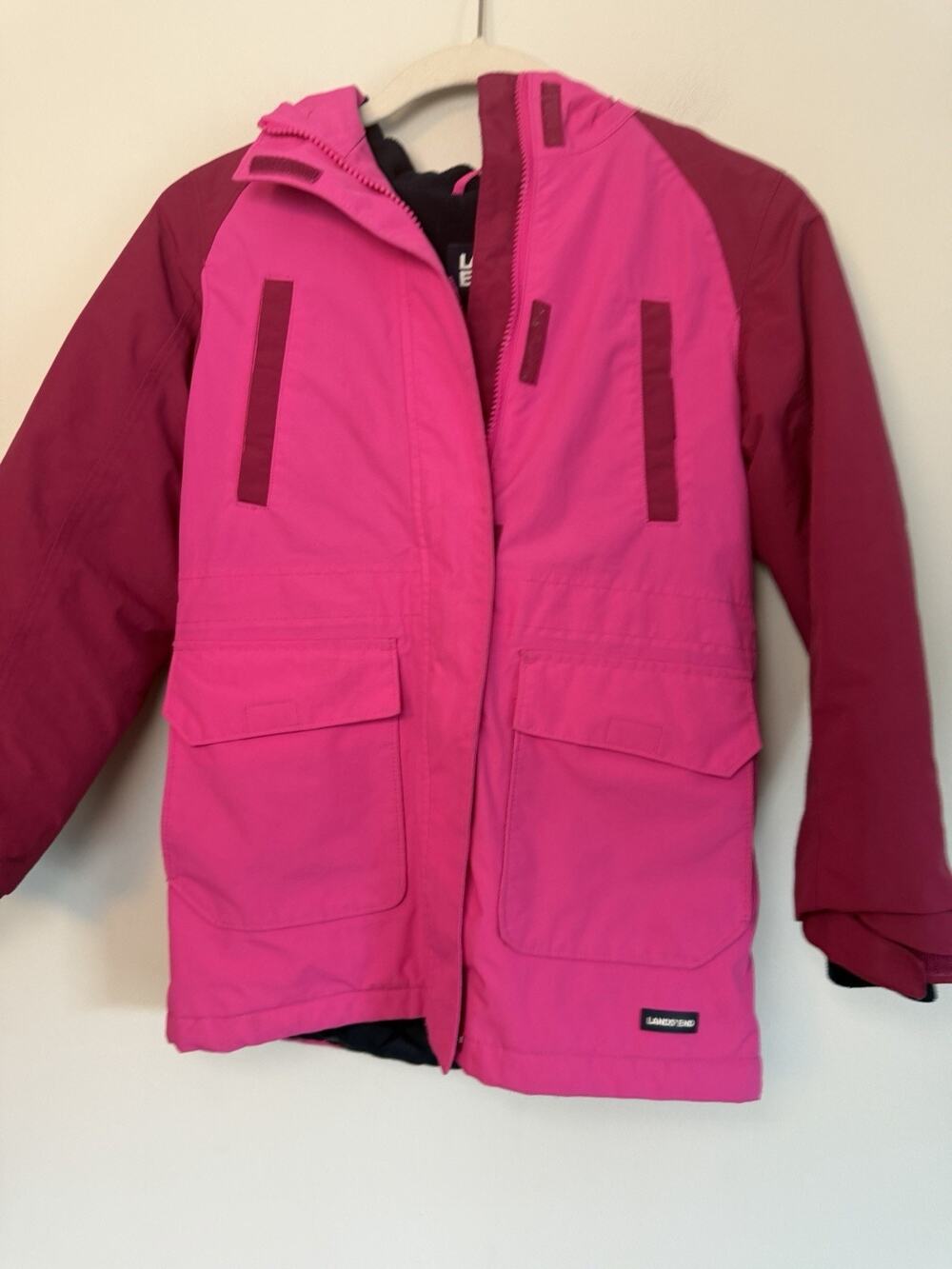Girls Land End Squall Waterproof Insulated Jacket Magenta and Plum Size 6X/7